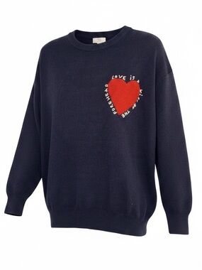 Q2 Heart Crewneck Sweater "Love Is A Kiss On The Forehead" No Size Tag